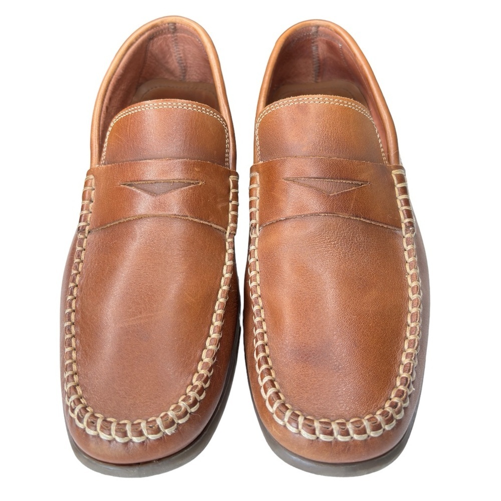 Johnston & Murphy Men's Penny Driving Loafers Moc Toe Shoes Size 8 Brown Leather - Picture 3 of 8